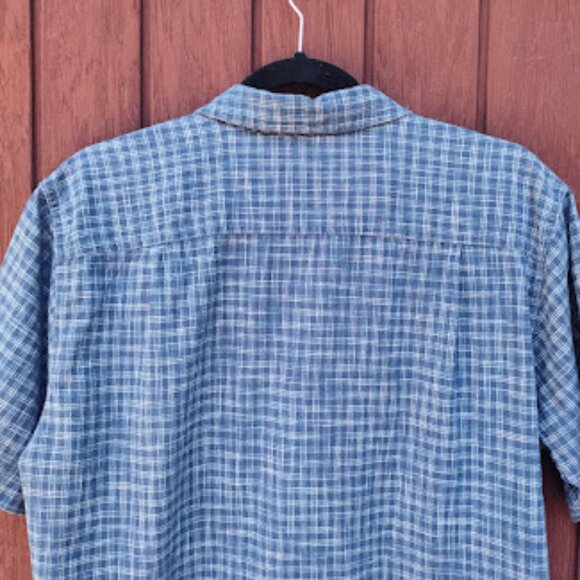 PATAGONIA | Blue Back Step Cotton Hemp Blend Button Down Short Sleeve Shirt M - Picture 7 of 10